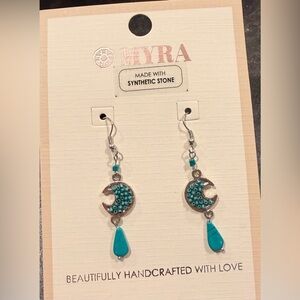 Myra Bag Teal Crescent Earrings